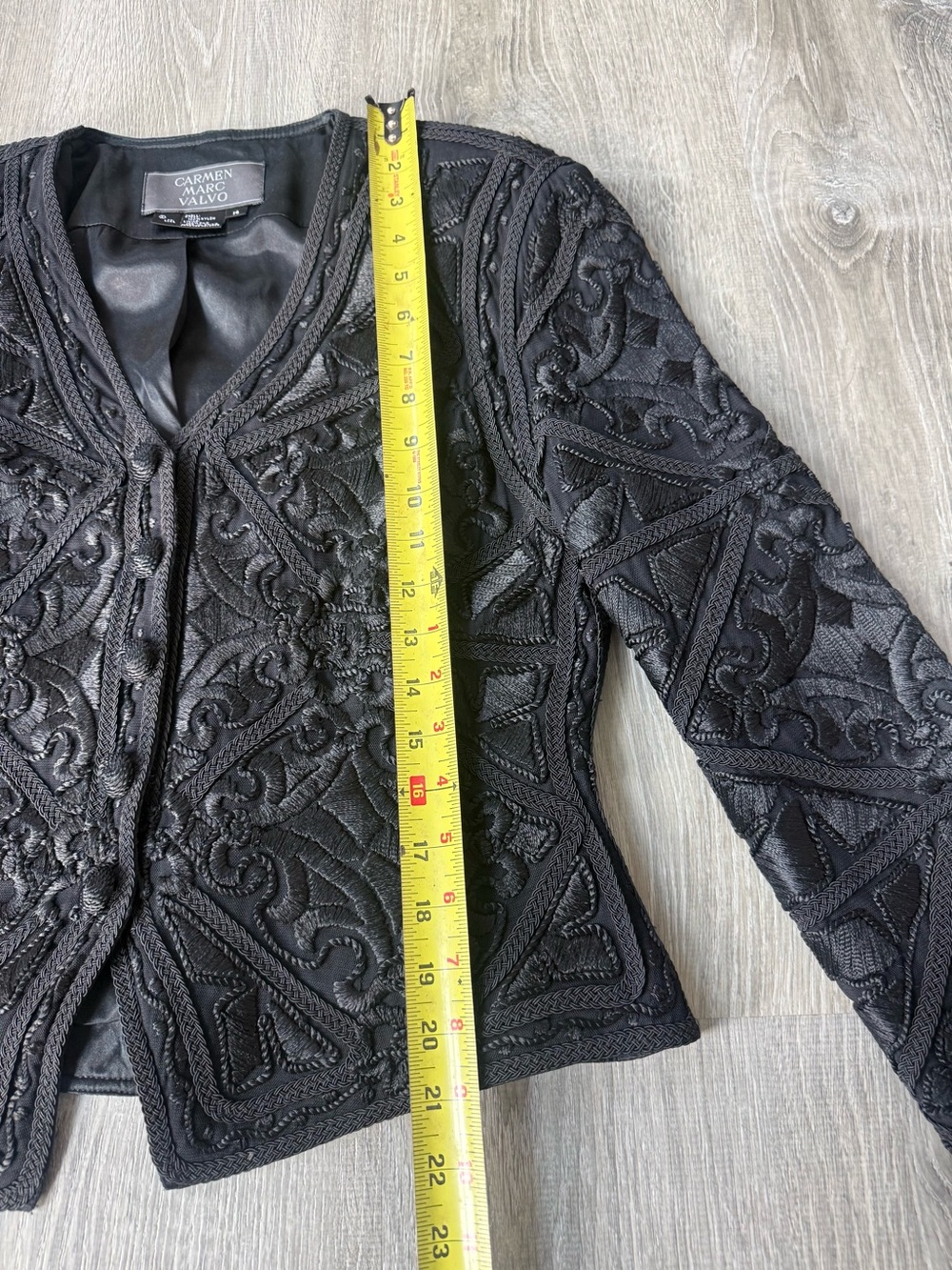 Vintage Carmen Marc Valvo 100% Silk Lined Soutache Evening Jacket Embroidered - Picture 7 of 9